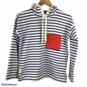 J.Crew Patch Pocket Hoodie in Striped Mariner Cloth Size XXS